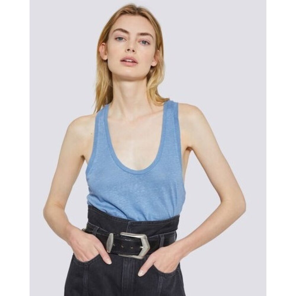 IRO Hangela Light Blue 100% Linen Knit Tank Top NWT $145, Size XS